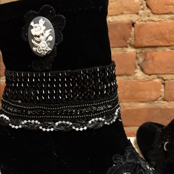 “Midnight Marie” Hand Embellished Velvet Booties - Picture 8 of 8